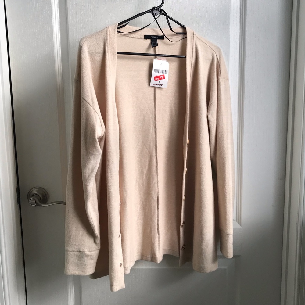 Beige Forever 21 long cardigan (28 inches long)